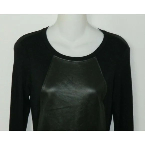 Michael Stars Dress Size X-Small Black Shantelle 100% Lambskin‎ Leather and Knit - Picture 6 of 10